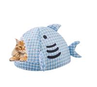 Warm Winter Cat Kennel, Shark Shaped Soft Kitten Nest | Soft Cushion for Feline Sleep - For Cold Worried Masters Recovery Period Night Sleep Nap Day Cabin