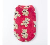 Warm Winter Dog Vest, Red Polyester Pet Vest with Animal Pattern, Fleece-Lined Sleeveless for Husky, Labrador