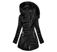 Warm Winter Jacket Women's Lined Down Jacket Women's Winter Transition Jacket with Hood Warm Outdoor Jacket Long Sleeves Zip Quilted Parka Casual Large Sizes Sweat Jacket Fashion Jackets Women