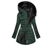 Warm Winter Jacket Women's Lined Down Jacket Women's Winter Transition Jacket with Hood Warm Outdoor Jacket Long Sleeves Zip Quilted Parka Casual Large Sizes Sweat Jacket Fashion Jackets Women
