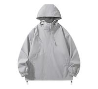 warm winter jackets for men Mens Casual Jacket Outdoor Mountain System Rushing Men And Women Models Loose Large Size Windproof Mountaineering Clothing British Coat (Light Gray, XXL)