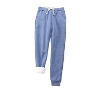 Warm Winter Jogging Pants Women Slacks Fleece Lined Trousers 2025 New Casual Chic Loungewear Tie Slacks Solid Color Trousers Sport Woman High Waist, Blue, 3XL