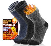 Warm Winter Ski Thermal Socks - Heated Insulated Boot Socks for Men & Women | 3 Pairs (Stripe B, L)
