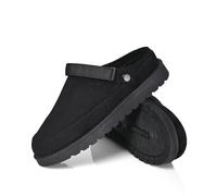Warm Winter Slippers for Women - Faux Suede Fur Lined Platform Clog Shoes with Non-Slip Sole, Indoor Outdoor House Boots (Black, One Size, Adult, Women, 4, Numeric, UK Footwear Size System, Medium)