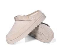 Warm Winter Slippers for Women - Faux Suede Fur Lined Platform Clog Shoes with Non-Slip Sole, Indoor Outdoor House Boots (Mocha, One Size, Adult, Women, 4, Numeric, UK Footwear Size System, Medium)