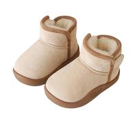 Warm Winter Snow Boots for Girls Boys Outdoor Ankle Boots with Fleece Lining for Cold Weather, Suitable for Children from 15 Months to 6 Years, beige, 5/6 UK Child