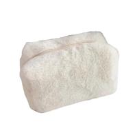 Warm Winter Solid Color Fur Makeup Bag Women Soft Travel Cosmetic Organizer Case Lady Make Up Necessaries Storage Bags for Women(White)