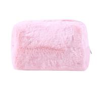 Warm Winter Solid Color Fur Makeup Bag Women Soft Travel Cosmetic Organizer Case Lady Make Up Necessaries Storage Bags for Women(Pink)