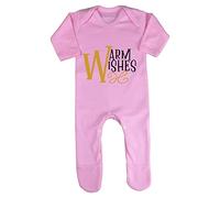 Warm Wishes Decorative Dual Letter Baby Romper Jumpsuit with feet, 3-6 Months, Pastel Pink