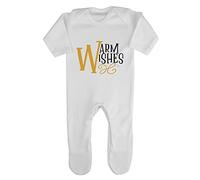 Warm Wishes Decorative Dual Letter Baby Romper Jumpsuit with feet, 6-12 Months, White