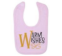 Warm Wishes Decorative Dual Letter Cotton Baby bib - Pastel Pink