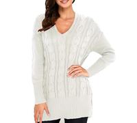 Warm women's knitted jumper, women's V-neck casual slim fit, solid colour, chic and elegant, soft, mid-length, comfortable sweater, all-over temperament, pullover, autumn, winter, jacquard sweater
