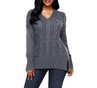 Warm women's knitted jumper, women's V-neck casual slim fit, solid colour, chic and elegant, soft, mid-length, comfortable sweater, all-over temperament, pullover, autumn, winter, jacquard sweater