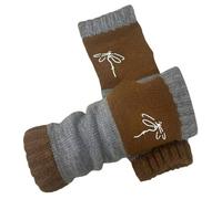 Warm Work Gloves, Running Gloves Womens Winter Mid-Length Pull-Up Luxury Half-Toe Fashion Knit With Embroidery And Legislative Pattern For Comfortable Outdoor Use