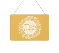 Warm Yellow Sunflower Welcome Sign for Front Door, Metal Tin Signs with Rope Hanging Rustic Plaque 12"x8" Farmhouse Home Porch Entryway Garden Yard Sign, You Are My Sunshine