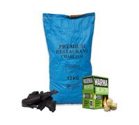 Warma Premium Quality Bbq Grill Cooking Fuel Restaurant Lumpwood Charcoal Firelighters Bundle 12Kg