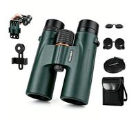 WarMax Binoculars 12x42 HD for Bird Watching, Stargazing and Hunting, BAK-4 Prisms, ED Glass, Waterproof, with Phone Adapter (Green)