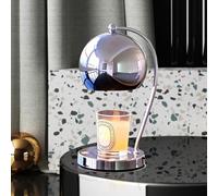 WARMCITY Candle Lamp Warmer, Wide Base Scented Candle Warmer with Timer and Dimmer, Adjustable Candle Melting Lattern, Home Decor Table Lamp (Silver)