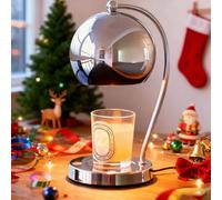 WARMCITY Candle Lamp Warmer, Wide Base Scented Candle Warmer with Timer and Dimmer, Candle Melting Lattern, Home Decor Table Lamp (Silver)