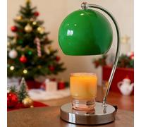 WARMCITY Candle Lamp Warmer, Wide Base Scented Candle Warmer with Timer and Dimmer, Candle Melting Lattern, Home Decor Table Lamp (Green)