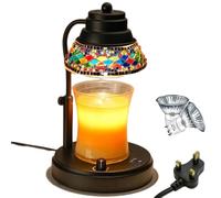 WARMCITY Electric Candle Warmer Lamp UK with Colorful Diamond Lampshade, Metal Base Candle Burning Lamp with Timer and Dimmer, Adjustable Height Candles Warming Light Home Decor (Black)