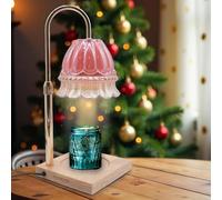 WARMCITY Glass Candle Warmer Lamp Adjustable Height UK Plug(Pink Flower)