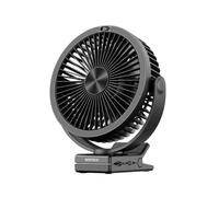 Warmco 10000mAh Portable Clip on Fan, 8 Inch Rechargeable Battery Operated Desk Fan with Strong Clamp & Hook, 360° Rotation & 4 Speeds, Quiet Cooling for Camping, Bedroom, Golf Buggy, Treadmill