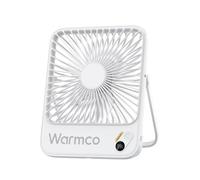 Warmco 10000mAh Portable Desk Fan 7-inch, Quiet Thin Rechargeable Battery Operated Personal Fan With Strong Wind Digital Display for Office,Travel,Library,Bedroom,Outdoor,Camping White