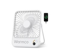 Warmco 10000mAh Portable Travel Fan 7-inch, Max 24H Runtime, Ultra-thin Quiet Rechargeable Battery Operated Desk Fan with Digital Display for Camping, Office, Bedroom, Cruise Essentials