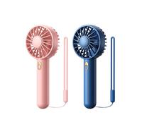 Warmco 2 Pack Mini Portable Handheld Fan, USB Rechargeable 3 Speed Personal Small Desk Fan with Base Lightweight Makeup Travel Beach Indoor Outdoor for Stylish Girl Women