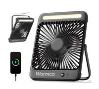 Warmco 20000mAh Battery Powered Fan 27cm, Ultra-Slim Portable Camping Fan with LED Lantern, Up to 48H Runtime Rechargeable Desk Fans for Bedroom, Outdoor, Tent, Travel, Cruise Essentials
