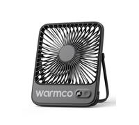 Warmco D3 Lite Rechargeable Desk Fan 5000mAh, Up to 12H Runtime | Quiet 4-Speed Fan, Ultra-Slim, LED Display & Foldable Stand For Travel, Office, Camping, Desktop