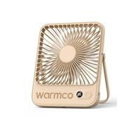 Warmco D3 Lite Rechargeable Desk Fan 5000mAh, Up to 12H Runtime | Quiet 4-Speed Fan, Ultra-Slim, LED Display & Foldable Stand For Travel, Office, Camping, Desktop