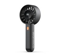 Warmco Portable Handheld Turbo Fan 5000mAh (Up to 15H Runtime), 4-Speed Personal Mini Fan with Base & Lanyard, Smart LED Display, USB Rechargeable Pocket Size for Travel, Makeup, Office Desk