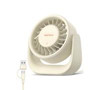 Warmco USB Desk Fan, 3-Speed Touch Control, 2-in-1 USB-A & USB-C Powered (No Battery), 120° Tilt Adjustable, Removable Cover, Compact Table Fan for Home Office Dorm, White