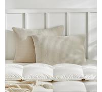 WARMDERN Khaki Waffle Weave Pillowcases Queen Size 2 Pack, Solid Corlor