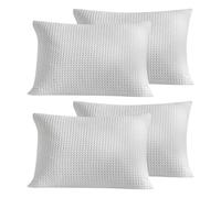 WARMDERN Waffle Weave Pillowcases King Size 4 Pack Pillow Cases Soft Microfiber Pillow Case Covers Set of 4 Boho Woven Textured Pillowcase with Envelope Closure(White, 20x36 Inches, 4 Pack)