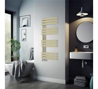 Warmehaus 1200x600mm Brushed Brass Flat Designer Heated Towel Rail Radiator