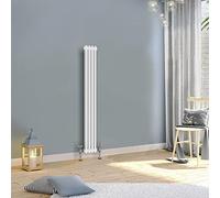 WarmeHaus 1500x200mm Vertical Traditional Radiator 2 Column White Cast Iron Style Tall Upright Radiator Central Heating