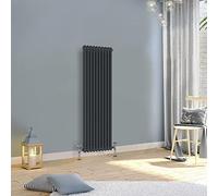 WarmeHaus 1500x470mm Vertical Traditional Radiator 2 Column Anthracite Cast Iron Style Tall Upright Radiator Central Heating