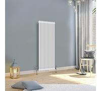 WarmeHaus 1500x560mm Vertical Traditional Radiator 2 Column White Cast Iron Style Tall Upright Radiator Central Heating