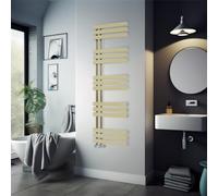 Warmehaus 1600 x 600mm Brushed Brass Flat Designer Heated Towel Rail Radiator - Best for any Bathroom & Kitchen - D Shape Bars