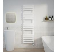 Warmehaus 1600x450mm White Designer Flat Panel Electric Heated Towel Rail Thermostatic Timer Bathroom Towel Radiator 800W