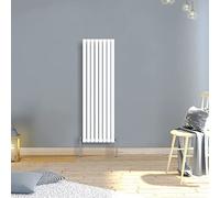Warmehaus 1600x472mm Slimline Tall Vertical Radiators White Single Modern Wall-Mounted or Floor Standing Oval Panel Radiator