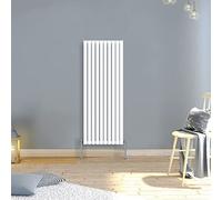 Warmehaus 1600x590mm Slimline Tall Vertical Radiators White Single Modern Wall-Mounted or Floor Standing Oval Panel Radiator