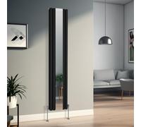 Warmehaus 1800 x 380mm Vertical Oval Mirror Radiator Central Heating Tall Column Radiators Double Panel Black