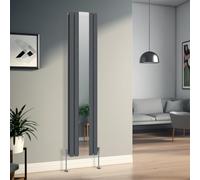 Warmehaus 1800 x 417mm Vertical Flat Panel Mirror Radiator Central Heating Tall Column Radiators Double Panel Anthracite