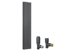 Warmehaus 1800x355mm Anthracite Double Oval Column Vertical Radiator
