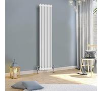 WarmeHaus 1800x380mm Vertical Traditional Radiator 2 Column White Cast Iron Style Tall Upright Radiator Central Heating