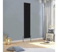 WarmeHaus 1800x380mm Vertical Traditional Radiator Double Column Black Cast Iron Style Tall Upright Radiator Central Heating